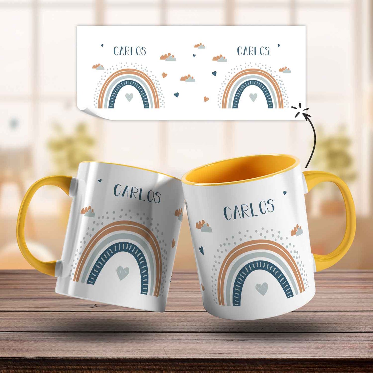 Bedruckte Tasse - Regenbogen - Personalisiert mit Namen - Für Mädchen und Jungen
