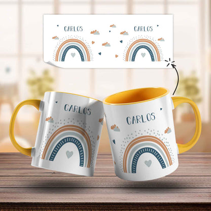 Bedruckte Tasse - Regenbogen - Personalisiert mit Namen - Für Mädchen und Jungen