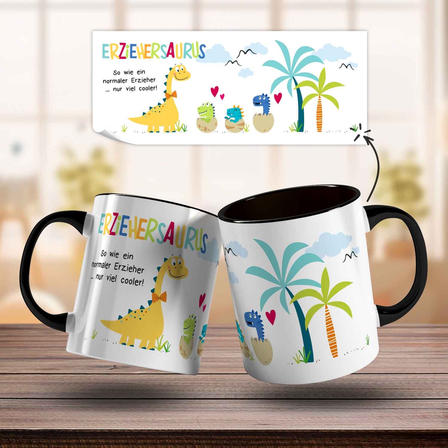Bedruckte Tasse mit Spruch "Erziehersaurus"