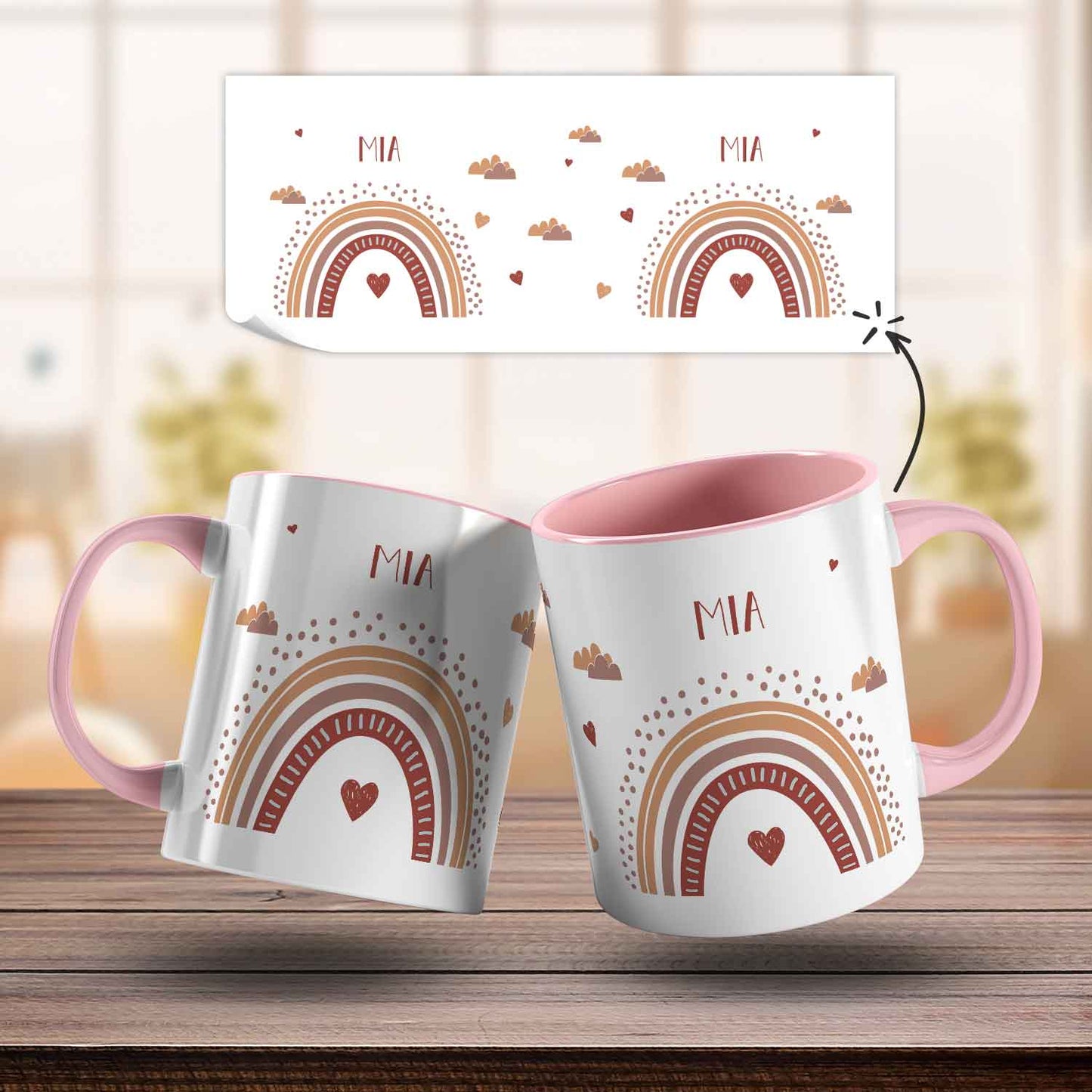 Bedruckte Tasse - Regenbogen - Personalisiert mit Namen - Für Mädchen und Jungen