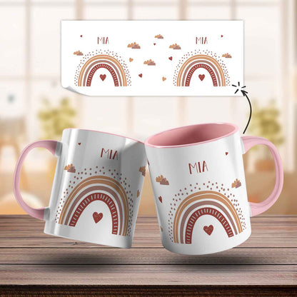Bedruckte Tasse - Regenbogen - Personalisiert mit Namen - Für Mädchen und Jungen