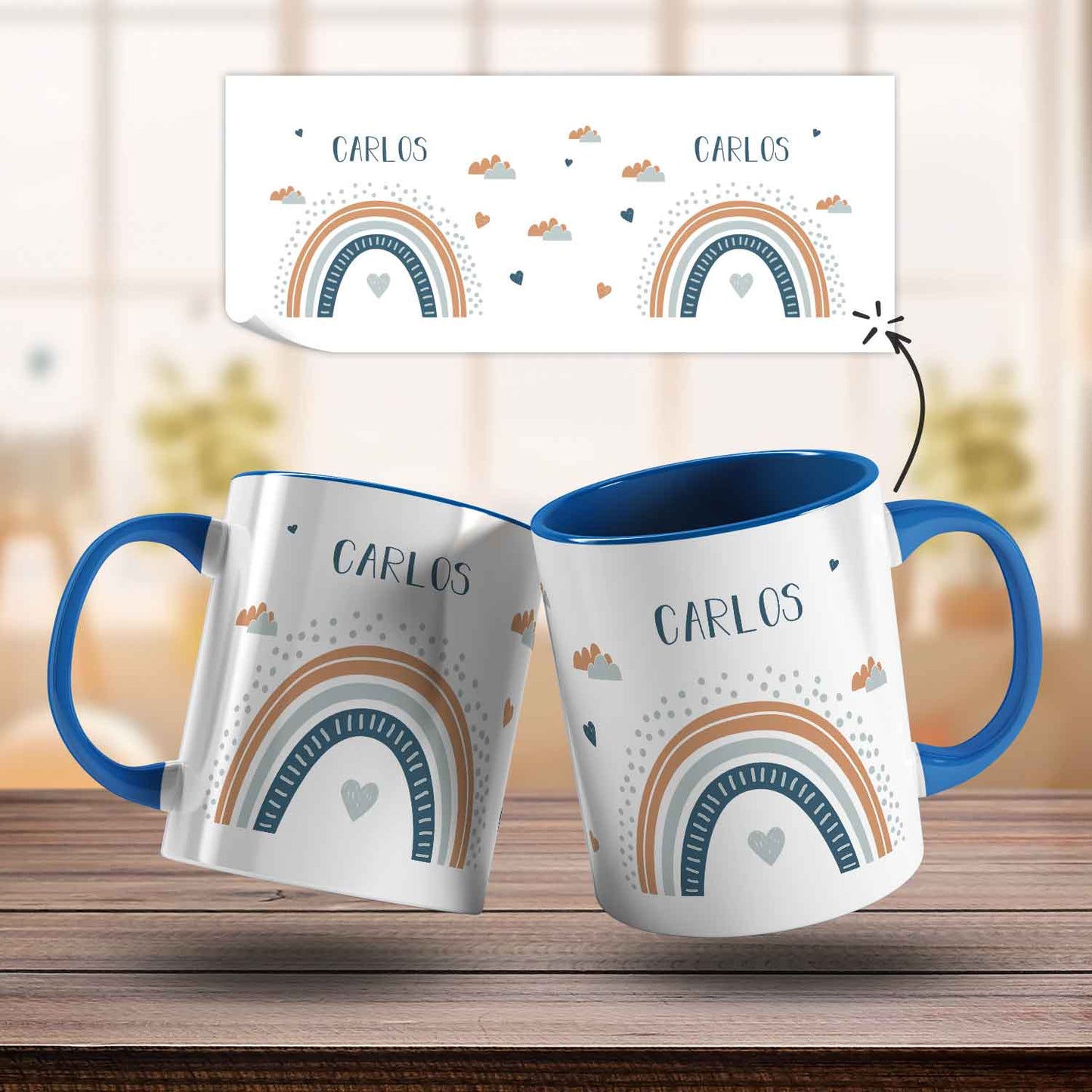 Bedruckte Tasse - Regenbogen - Personalisiert mit Namen - Für Mädchen und Jungen
