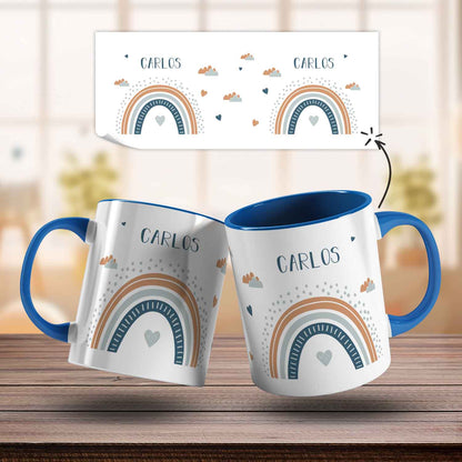 Bedruckte Tasse - Regenbogen - Personalisiert mit Namen - Für Mädchen und Jungen