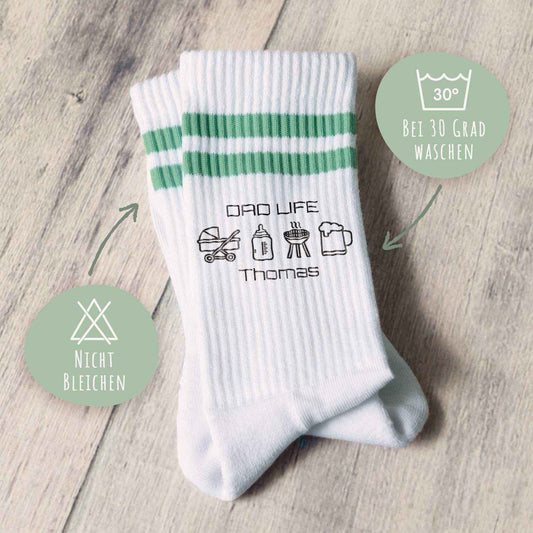 Tennissocken - Dad Life - personalisiert mit Namen