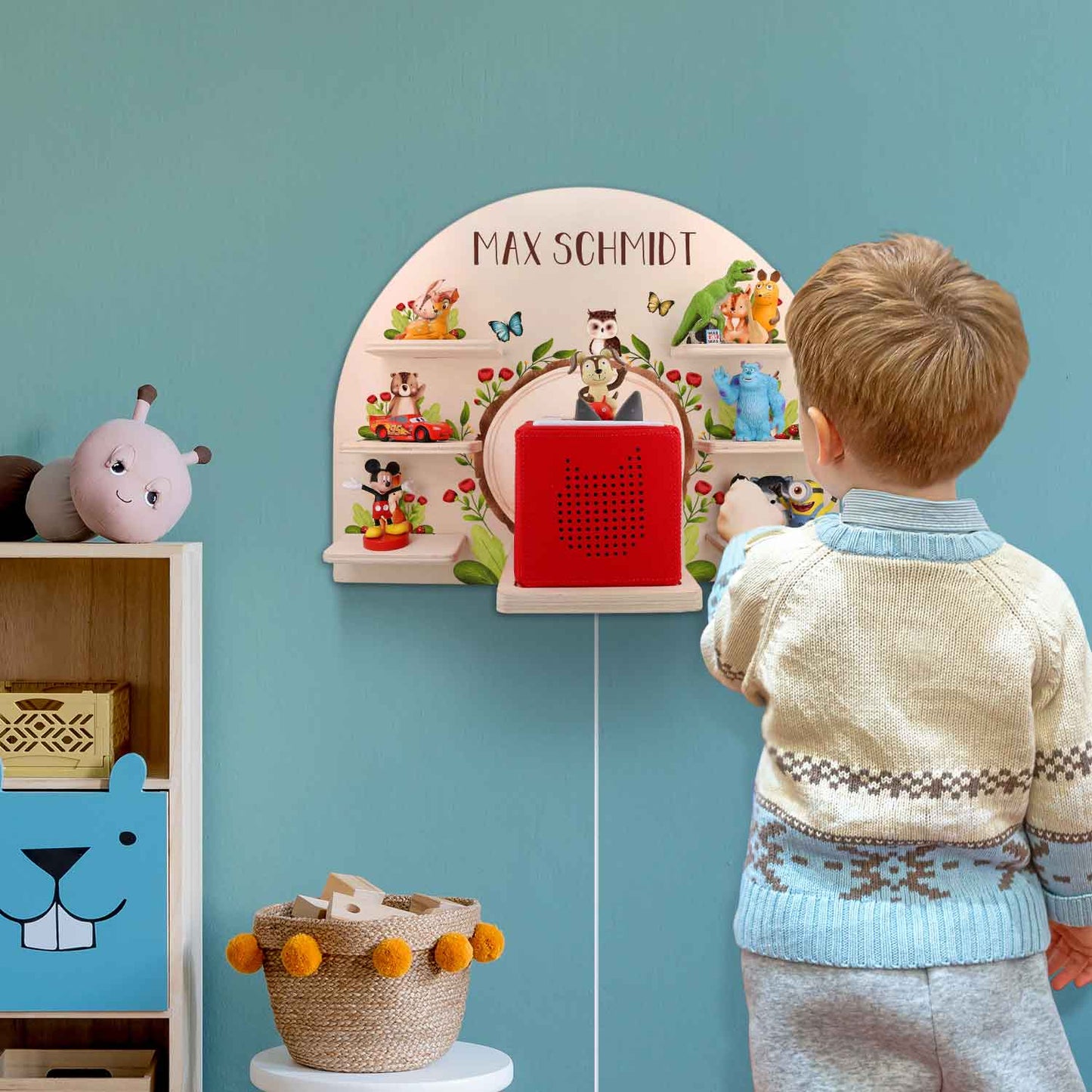 Toniebox Regal für Kinderzimmer - Tiergruppe Wald - Personalisiert mit Namen