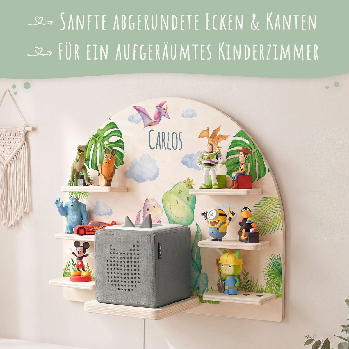 Toniebox Regal für Kinderzimmer - Dino - Personalisiert mit Namen