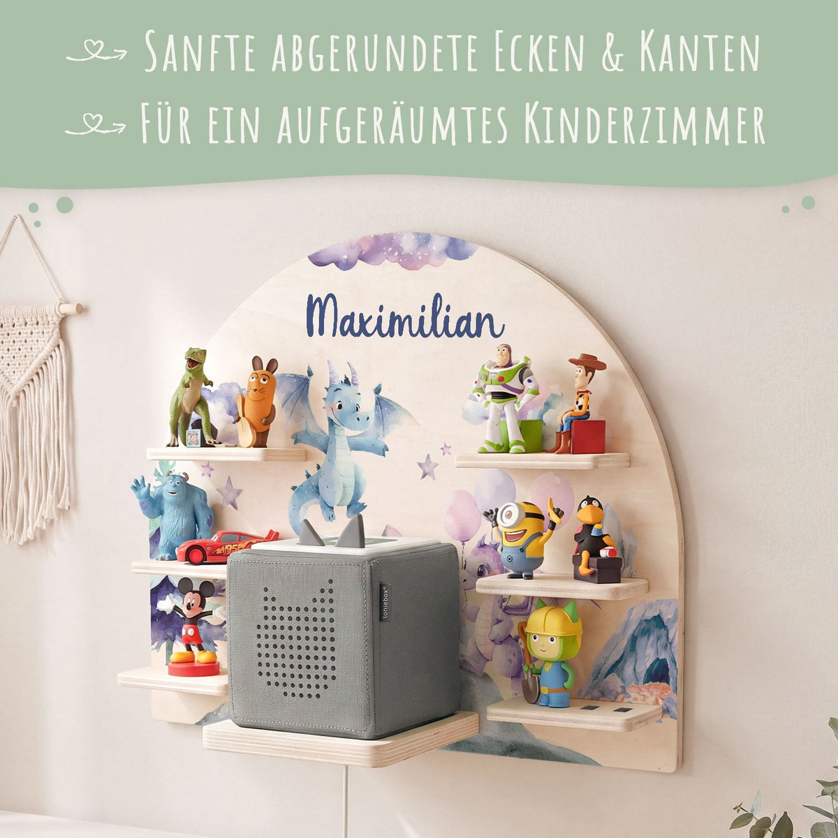 Toniebox Regal für Kinderzimmer - Drache - Personalisiert mit Namen