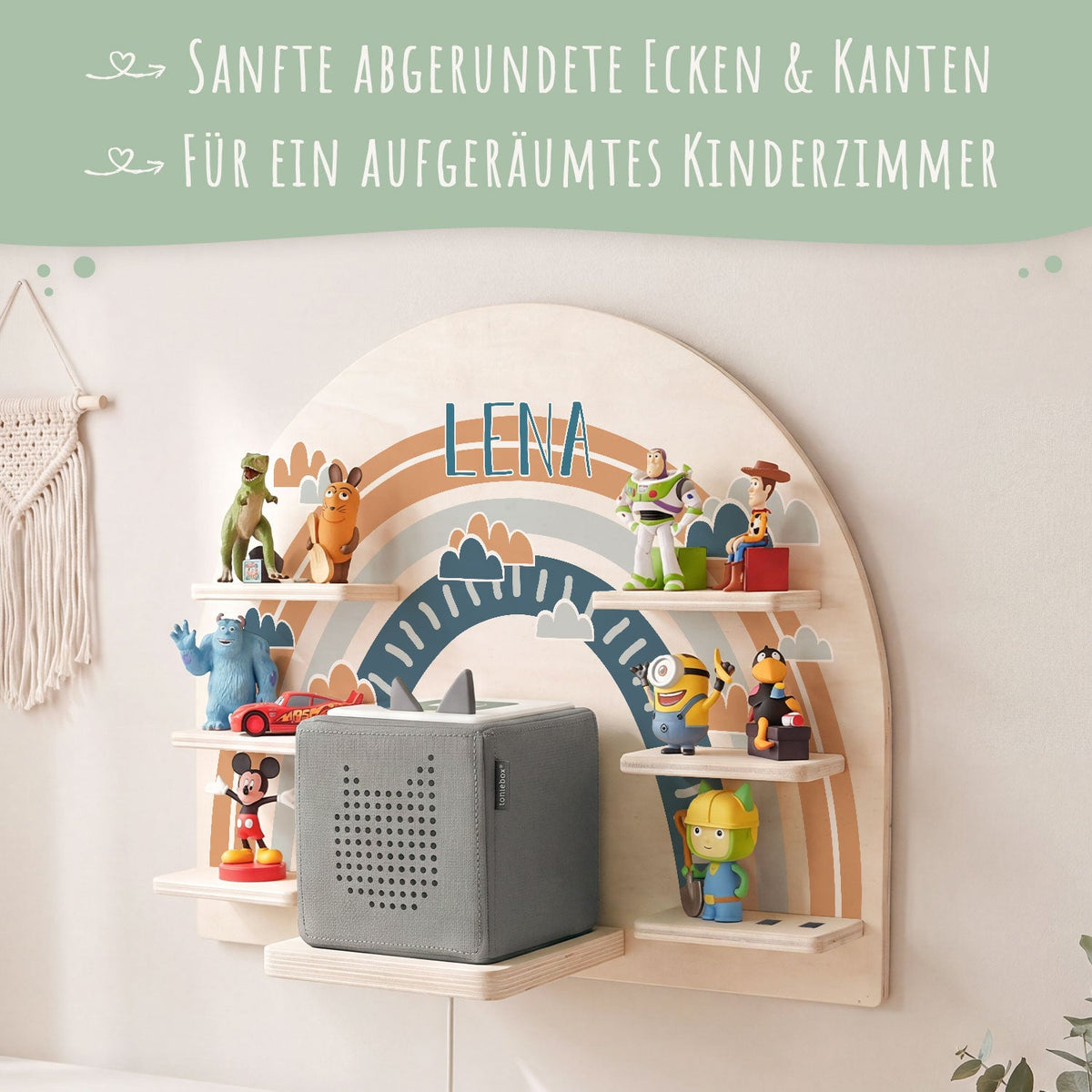 Toniebox Regal für Kinderzimmer - Regenbogen - Personalisiert mit Namen