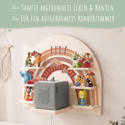 Toniebox Regal für Kinderzimmer - Regenbogen - Personalisiert mit Namen