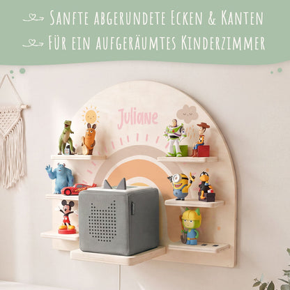 Toniebox Regal für Kinderzimmer - Regenbogen Pastell - Personalisiert mit Namen