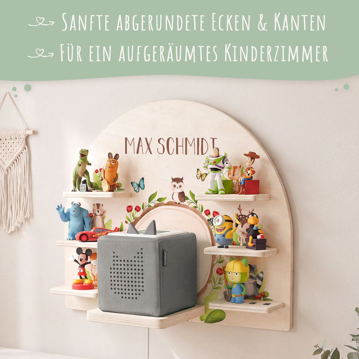 Toniebox Regal für Kinderzimmer - Tiergruppe Wald - Personalisiert mit Namen
