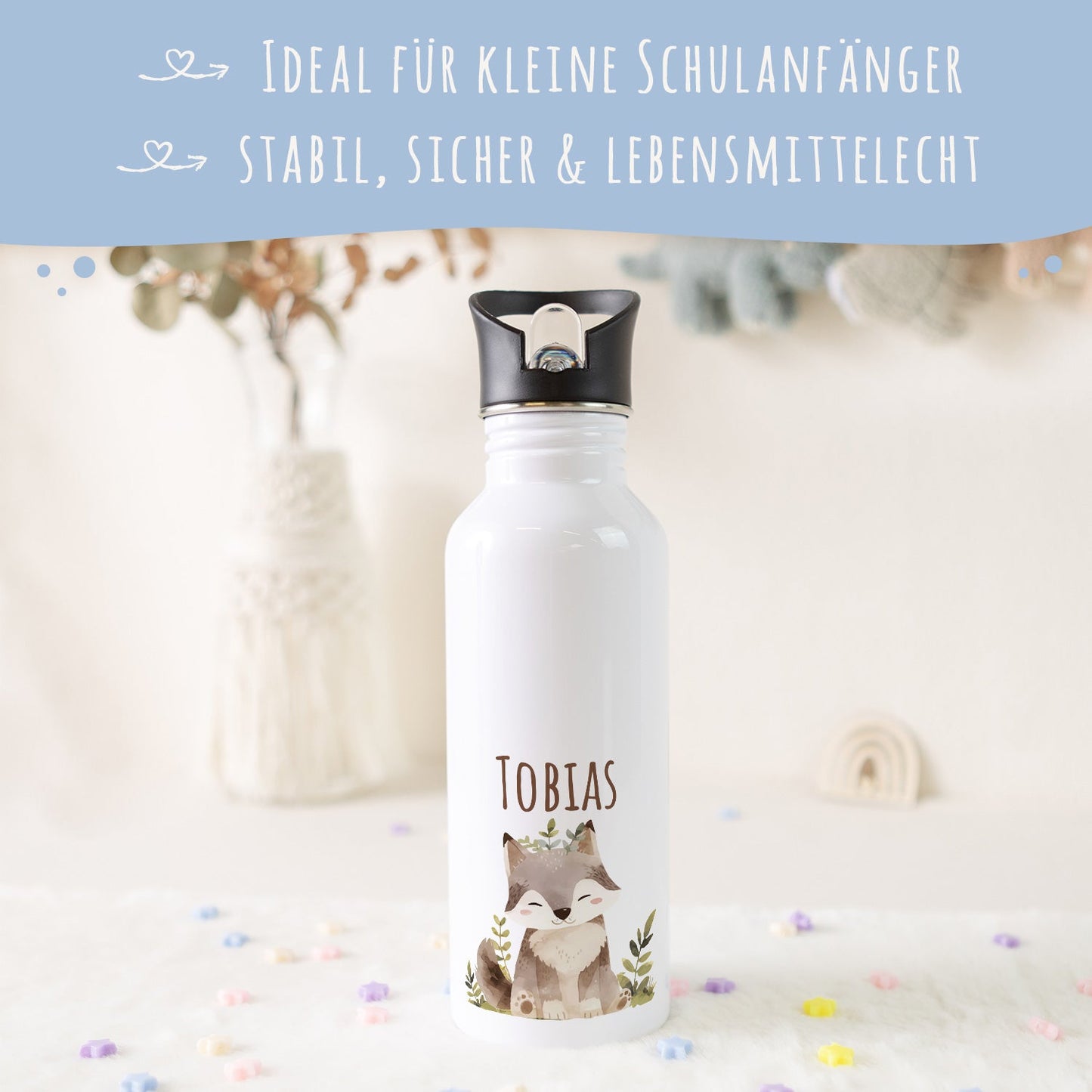 Bedruckte Trinkflasche aus Edelstahl - Bärenfreunde