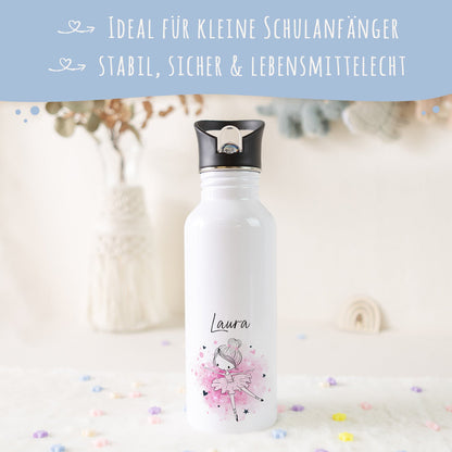 Bedruckte Trinkflasche aus Edelstahl - Ballerina