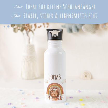 Bedruckte Trinkflasche aus Edelstahl - Regenbogen Indianer
