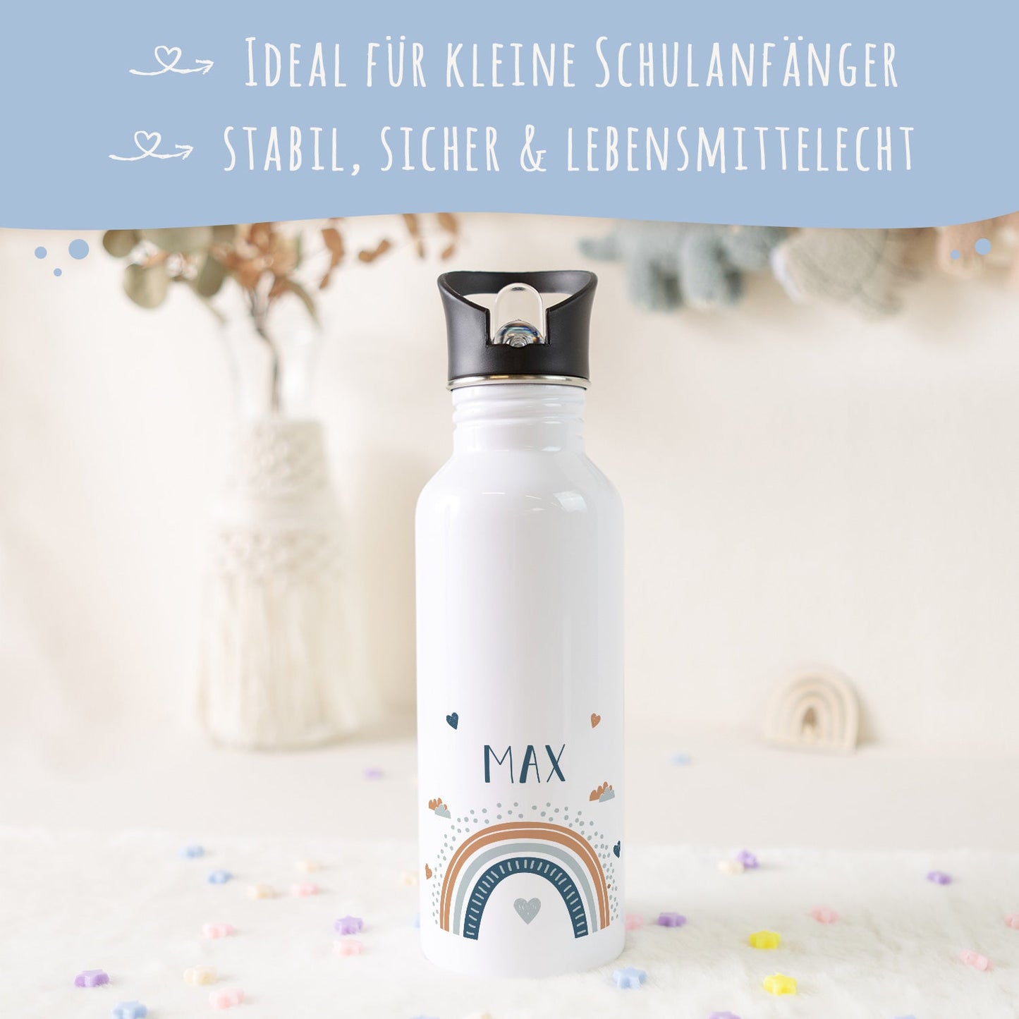 Bedruckte Trinkflasche aus Edelstahl - Regenbogen