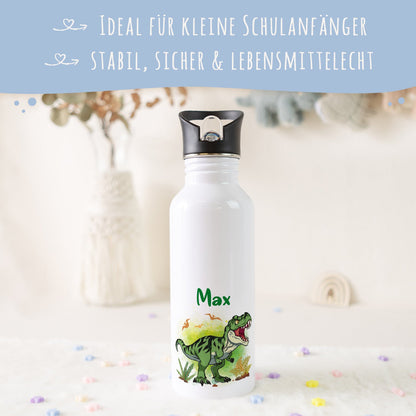 Bedruckte Trinkflasche aus Edelstahl - T-Rex