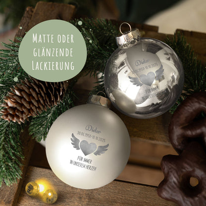 Gravierte Weihnachtskugel - Flügelherz