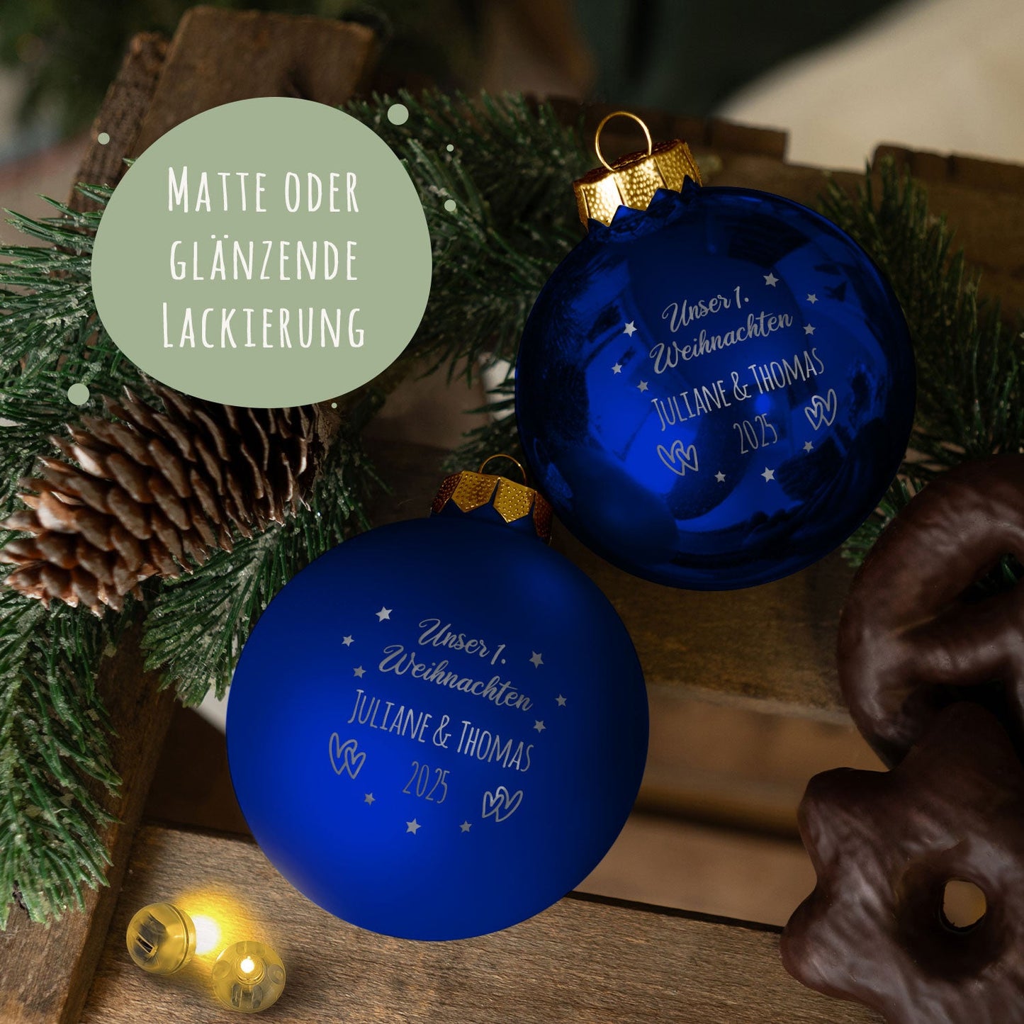 Gravierte Weihnachtskugel - Unser erstes Weihnachten für Paare