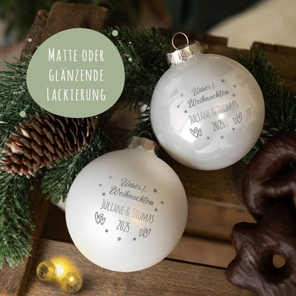Gravierte Weihnachtskugel - Unser erstes Weihnachten für Paare