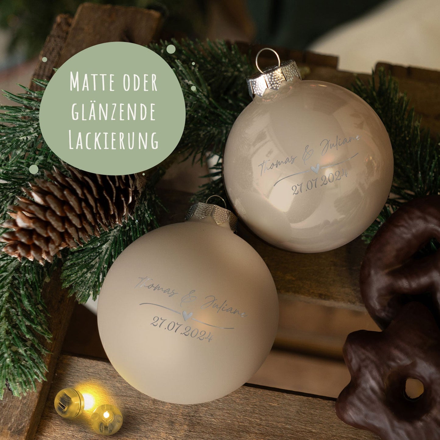 Gravierte Weihnachtskugel - Wedding Love