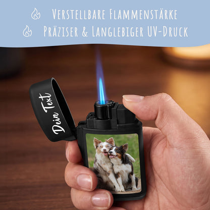 Elektrisches Feuerzeug personalisiert mit eigenem Text und Foto