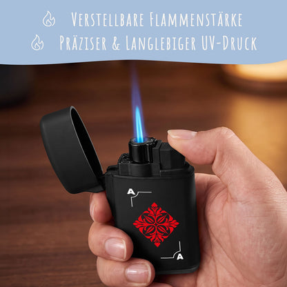 Elektrisches Feuerzeug - Jet Flamme - Nachfüllbar - Poker Design