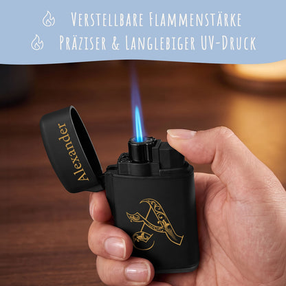 Elektrisches Feuerzeug mit Initialen - Jet Flamme - Nachfüllbar - Monogram Design