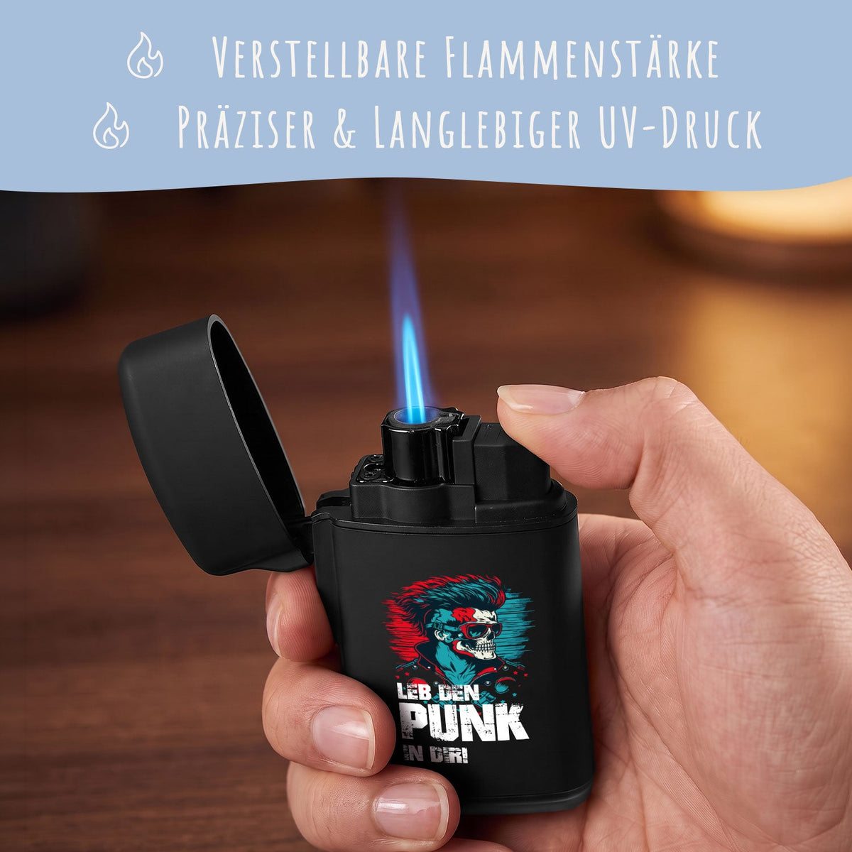Elektrisches Feuerzeug - Jet Flamme - Nachfüllbar - Punk Design