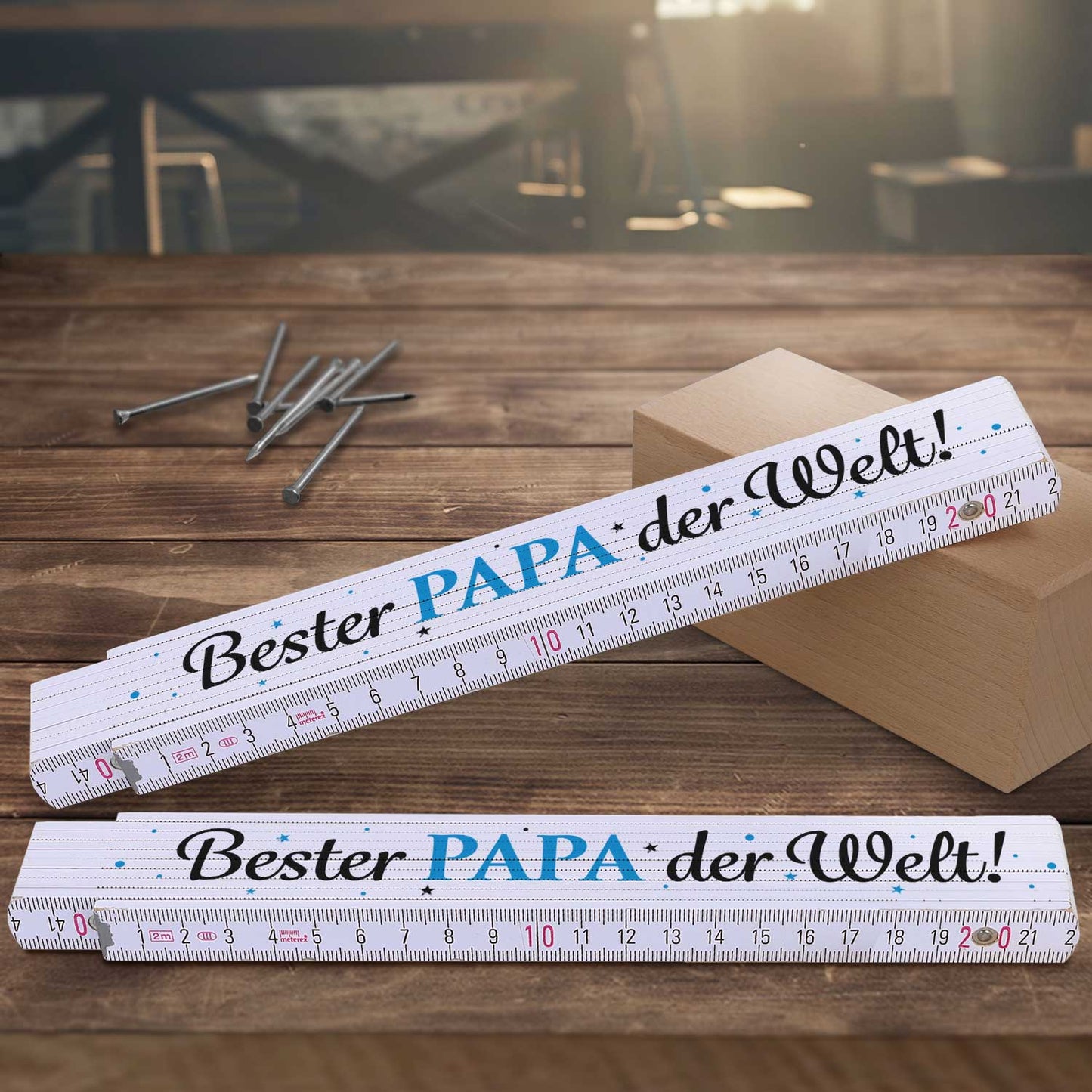 Zollstock 2 Meter - Bester Papa, Opa oder Onkel der Welt