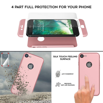 NALIA Rundum Handyhülle kompatibel mit iPhone 7, Cover 360° Grad Full-Body Doppel-Schutz Hülle mit Displayschutzglas, Bumper Hard-Case 2 in 1 Etui, Rückseite & Rahmen