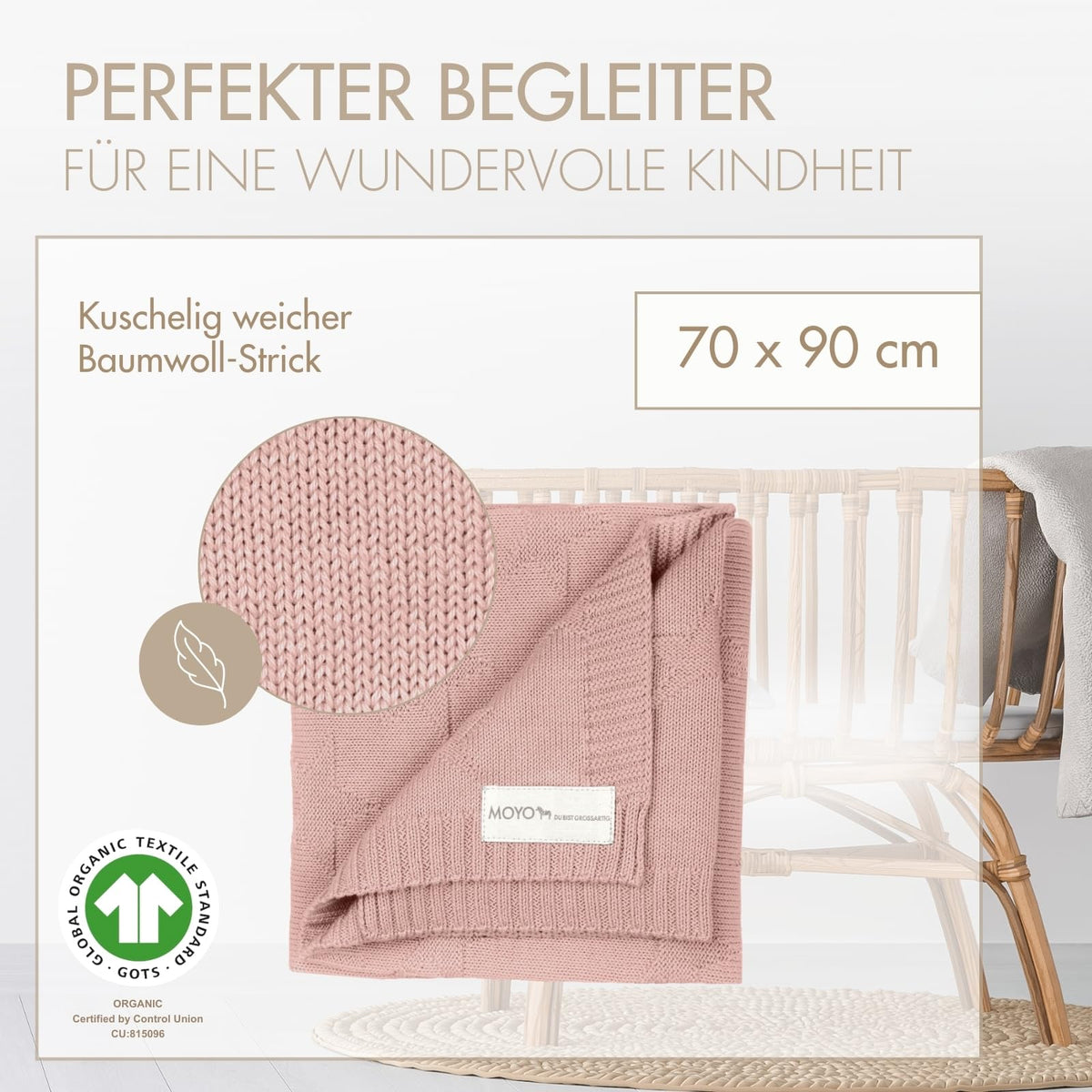 Strick Babydecke Sternenmuster zauberhafter Rosenquarz
