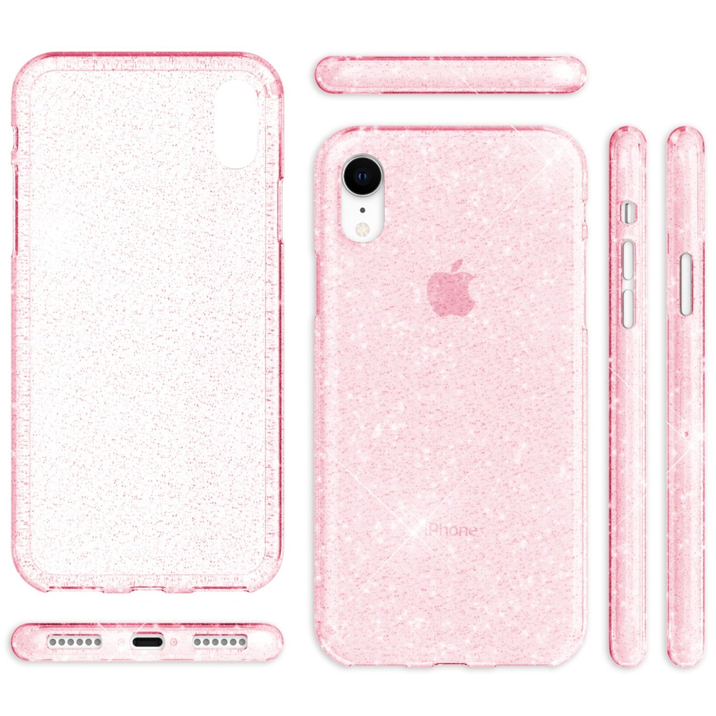 NALIA Glitzerhülle für iPhone XR – Funkelndes Silikon Case – DAZZLIN (Transparent & Stoßfest) – Marke aus Berlin