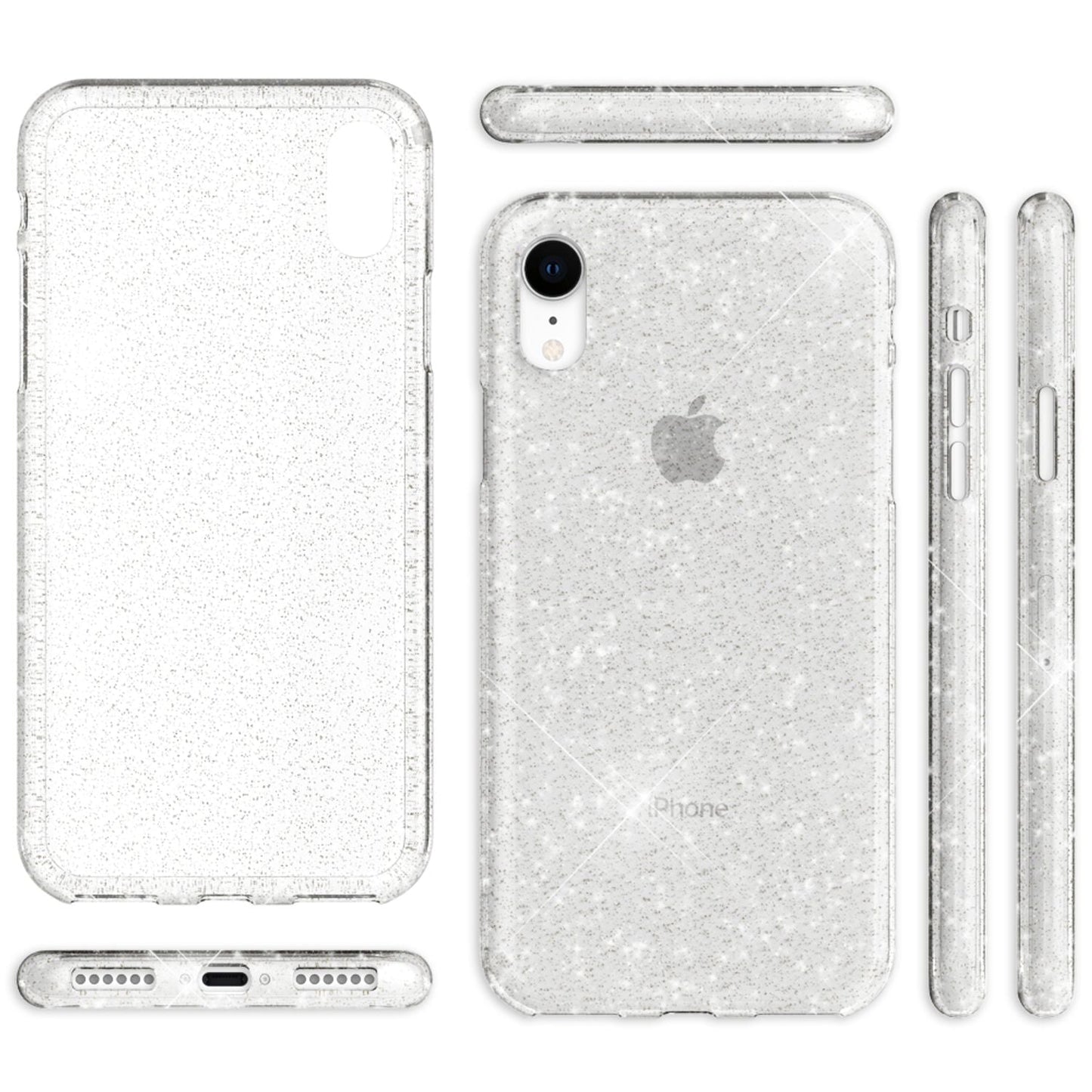 NALIA Glitzerhülle für iPhone XR – Funkelndes Silikon Case – DAZZLIN (Transparent & Stoßfest) – Marke aus Berlin