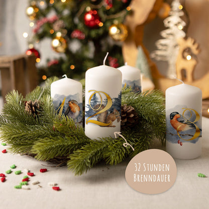 Kleine Kerzen "Advent Tiere" - Adventskerzen im 4er Set