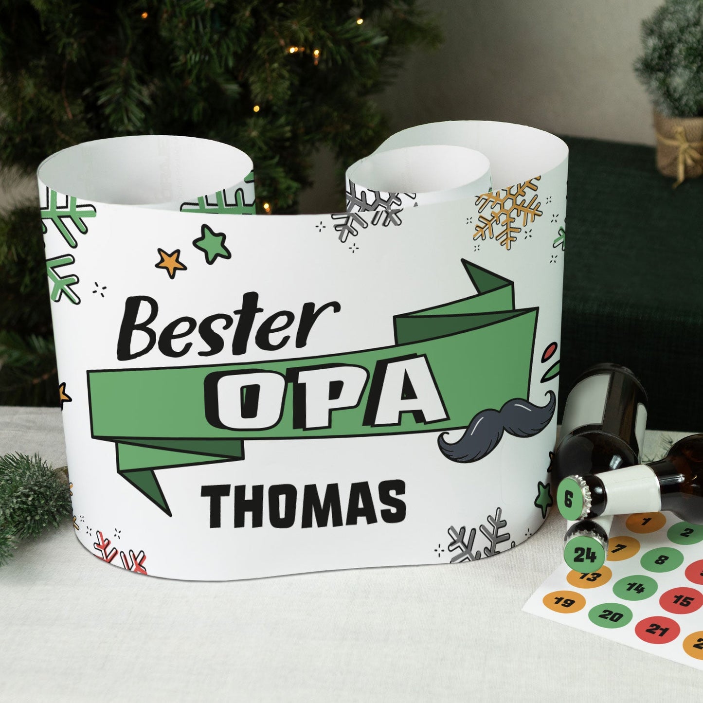 DIY Bierkasten Banderole mit 24 Deckelaufklebern - Bester Opa
