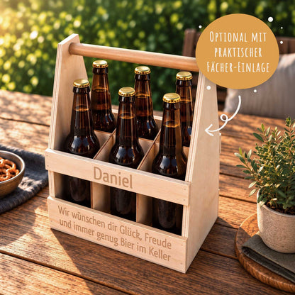 Biertraeger aus Holz für 6 Flaschen