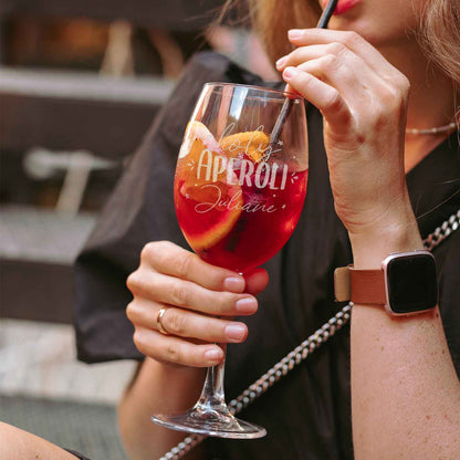 Leonardo Weinglas mit Gravur "Holy Aperoli" mit Namen