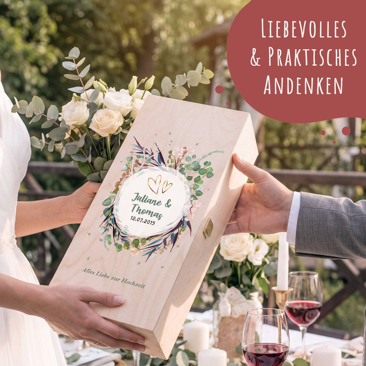 Leonardo Weingläser mit Gravur als Set - "Flower Wedding"