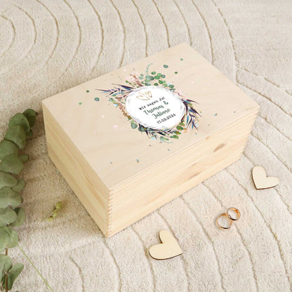 Erinnerungskiste mit UV-Druck im Flower Wedding Design - Personalisiertes Geschenk zur Hochzeit