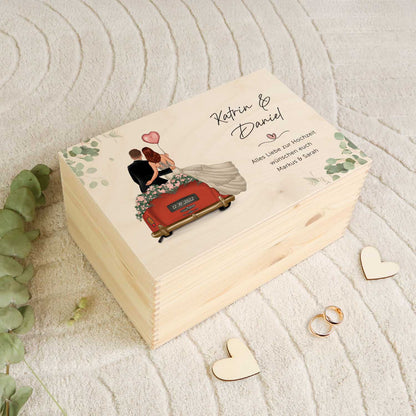 Bedruckte Erinnerungskiste mit Konfiguration - Hochzeitsauto - Personalisiertes Geschenk zur Hochzeit