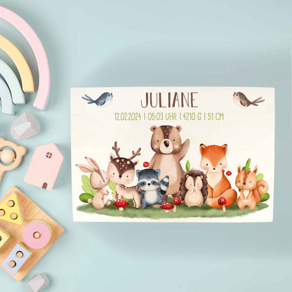 Erinnerungskiste für Kinder mit UV-Druck im Tiergruppe Waldtiere Design