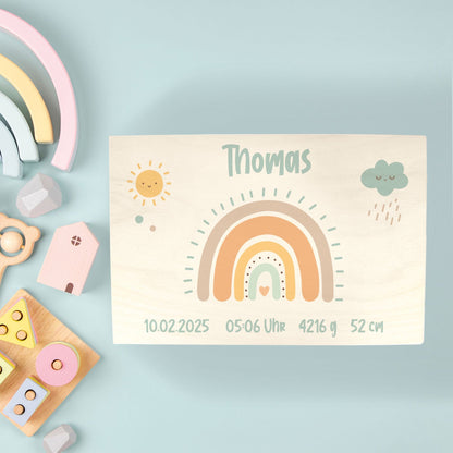 Erinnerungskiste für Kinder mit UV-Druck im Regenbogen Design
