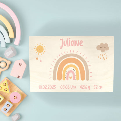 Erinnerungskiste für Kinder mit UV-Druck im Regenbogen Design