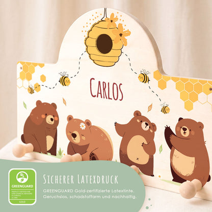 Personalisierte Garderobe fürs Kinderzimmer - Bären & Bienen
