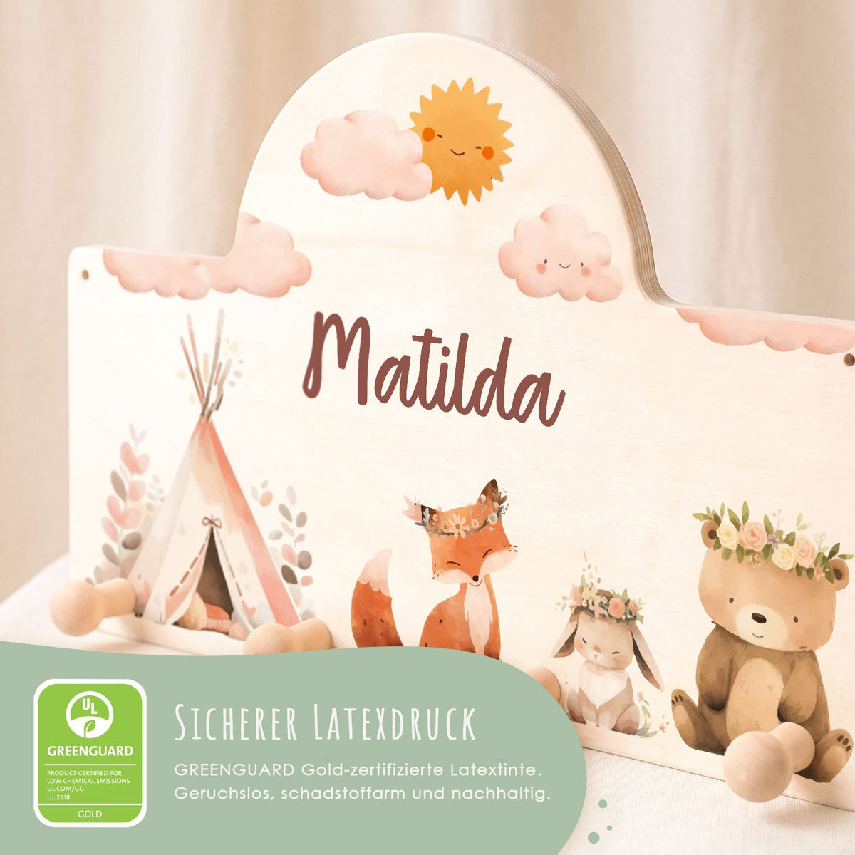 Personalisierte Garderobe fürs Kinderzimmer - Camping