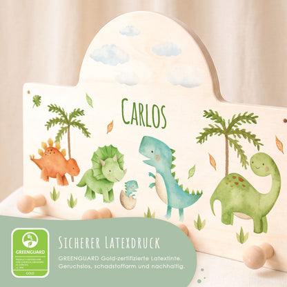 Personalisierte Garderobe fürs Kinderzimmer - Dino