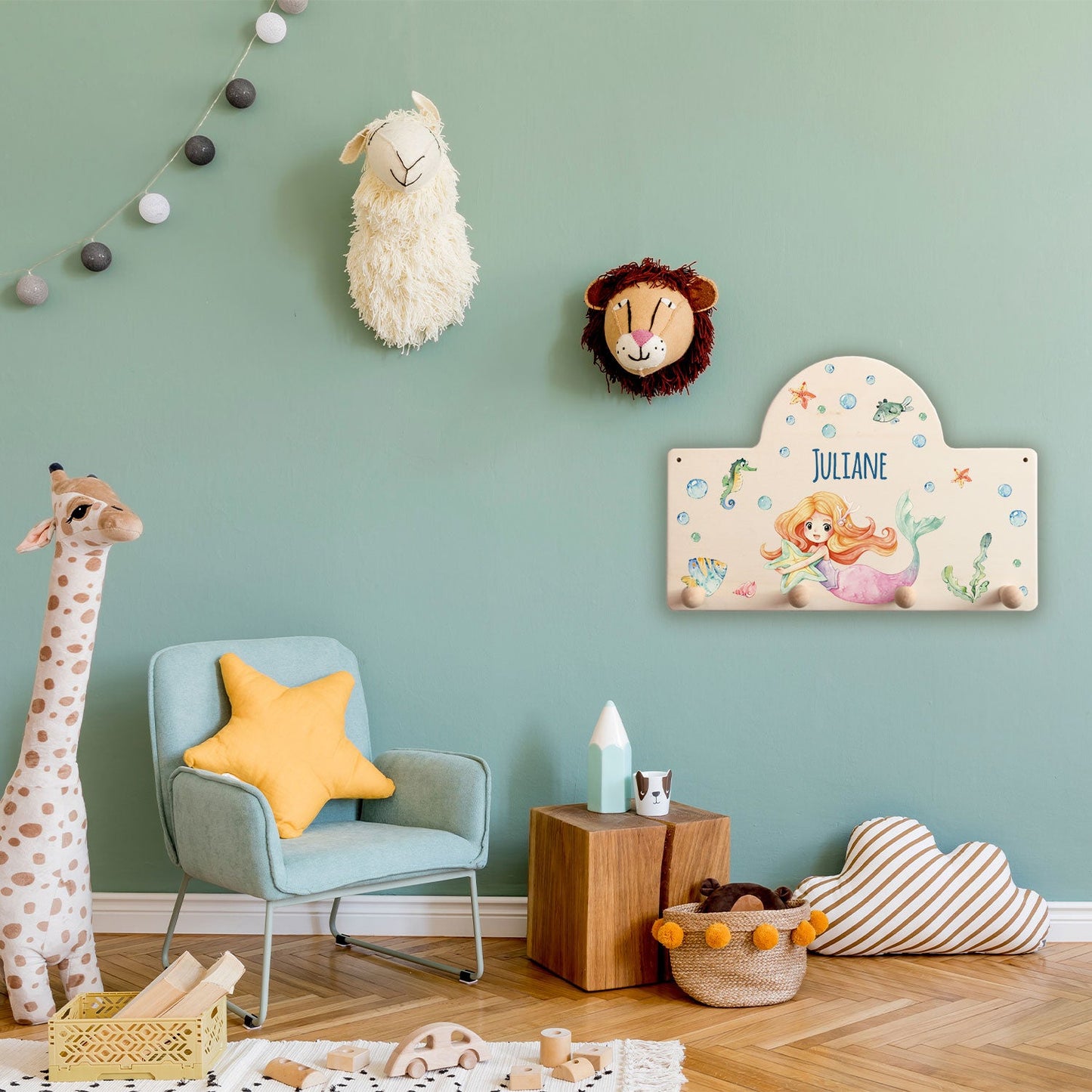 Personalisierte Garderobe fürs Kinderzimmer - Meerjungfrau