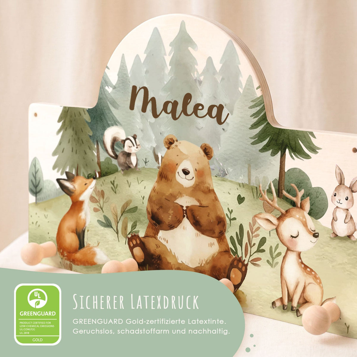 Personalisierte Garderobe fürs Kinderzimmer - Wald