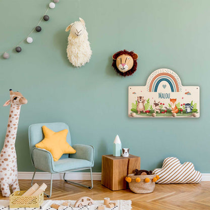 Personalisierte Garderobe fürs Kinderzimmer - Tiergruppe Waldtiere