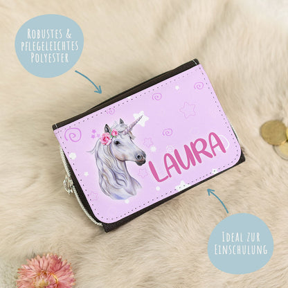 Bedruckte Geldbörse für Kinder im Einhorn Design